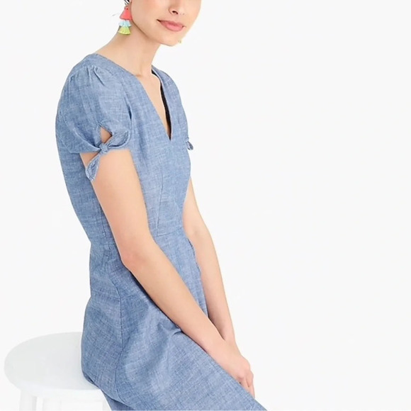 J. Crew Factory Chambray Wrap Dress Size 4 - Picture 3 of 15